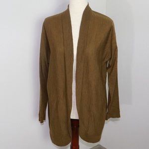 Eileen Fisher Olive Green Merino Wool Jersey Cardigan Sweater Medium